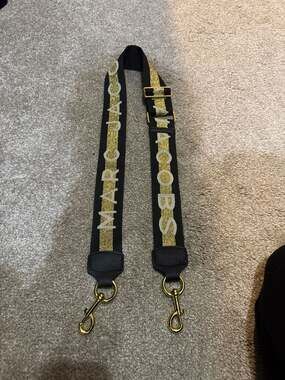 Marc Jacobs Black and Gold Logo Webbing Guitar Bag Strap